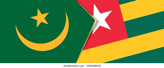 Mauritania and Togo flags, two vector flags symbol of relationship or confrontation.