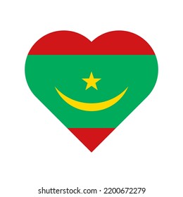Corazón de la bandera vector de Mauritania en fondo blanco