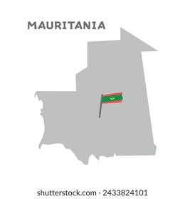 Mauritania vector map with the flag inside. Map of the Mauritania with the national flag isolated on white background. Vector illustration