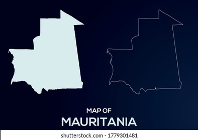 Silhouette de mapas vectoriales de Mauritania aislada. Diseño abstracto, Ilustración de silueta de alto detalle. Mapa completo editable de Mauritania archivo vectorial.Geografía de Mauritania.