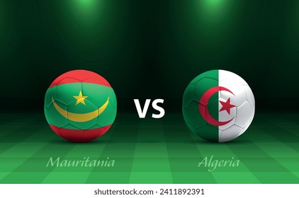 Mauritania vs Algeria football scoreboard broadcast template for soccer africa tournament 2023