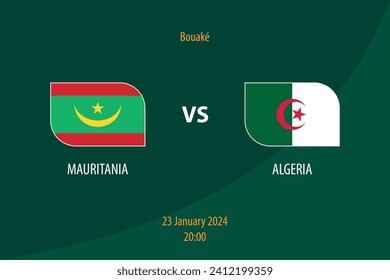 Mauritania vs Algeria football scoreboard broadcast template for soccer africa tournament 2023