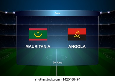 Mauritania vs Angola football scoreboard broadcast graphic soccer template