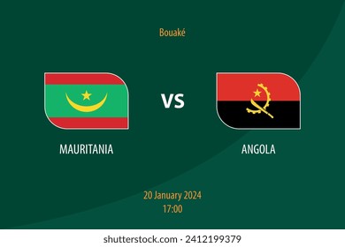 Mauritania vs Angola football scoreboard broadcast template for soccer africa tournament 2023