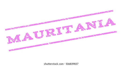 Mauritania watermark stamp. Text caption between parallel lines with grunge design style. Rubber seal stamp with unclean texture. Vector violet color ink imprint on a white background.
