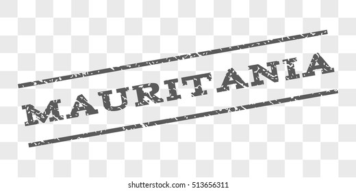 Mauritania watermark stamp. Text tag between parallel lines with grunge design style. Rubber seal stamp with unclean texture. Vector grey color ink imprint on a chess transparent background.