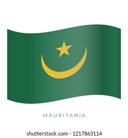 Mauritania waving flag vector icon. National symbol of Mauritania. Vector illustration isolated on white.