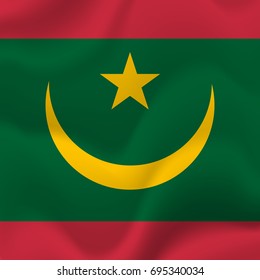 Mauritania Waving Flag. Vector Illustration.