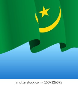 Mauritanian flag wavy abstract background. Vector illustration.