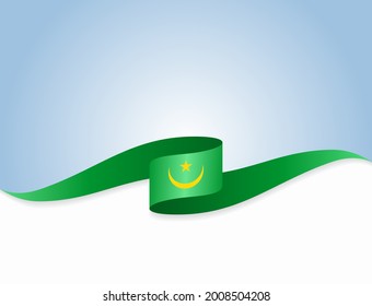Mauritanian flag wavy abstract background. Vector illustration.