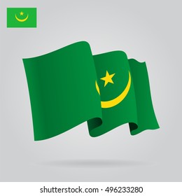 Mauritanian waving Flag. Vector illustration.