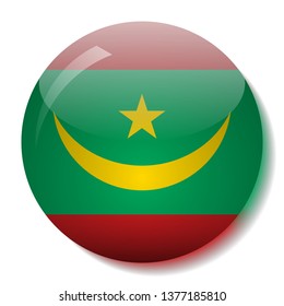 Mauritania's flag glass button vector illustration