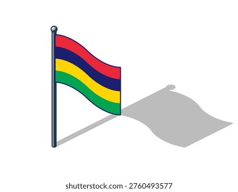 Mauritian flag isometric vector illustration with shadow Mauritian flag