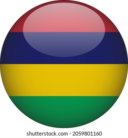 Icono de la bandera de país redondeado de Mauricio 3D
