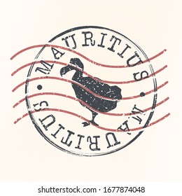 Mauritius Animal Stamp Postal. Silhouette Seal. Passport Round Design. Vector Icon. Design Retro Travel. National Symbol.