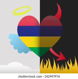 Mauritius background of a heart half demon half angel