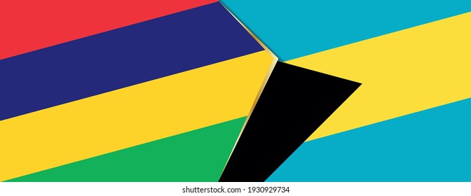 Banderas de Mauricio y Bahamas, dos banderas vectoriales símbolo de relación o enfrentamiento.
