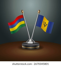 Maurício e Barbados sinalizam a relação com o plano de fundo gradiente. Ilustração de vetor