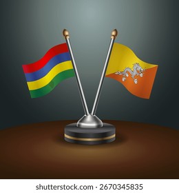 A tabela Maurício e Butão sinaliza a relação com o plano de fundo de gradiente. Ilustração de vetor