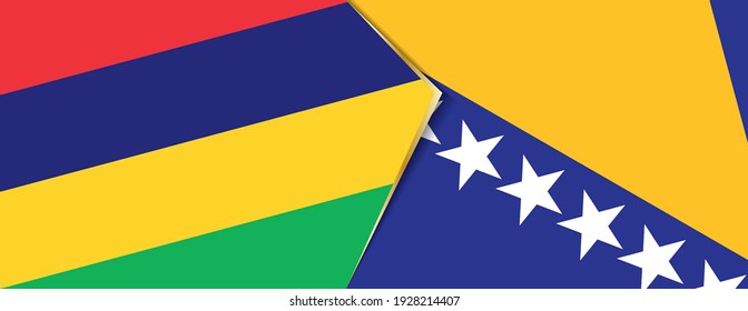 Mauritius and Bosnia and Herzegovina flags, two vector flags symbol of relationship or confrontation.