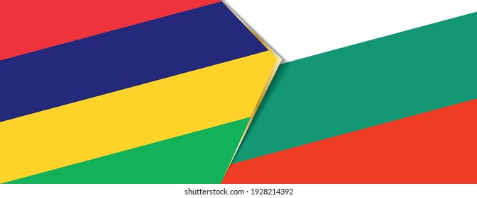 Mauritius and Bulgaria flags, two vector flags symbol of relationship or confrontation.