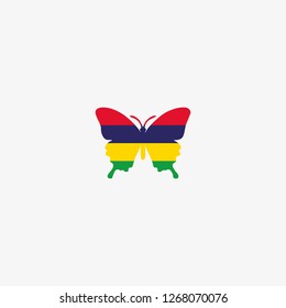 Mauritius butterfly flag graphic element Illustration template design