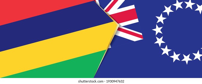 Mauritius and Cook Islands flags, two vector flags symbol of relationship or confrontation.