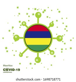 Mauritius Coronavius Flag Awareness Background. Stay home, Stay Healthy. Take care of your own health. Pray for Country