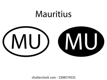 Mauritius country code icon.  Iso code country domain name.   MU - Mauritius abbreviated. vector
