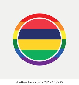 Mauritius country flag circle - lgbt flag graphic element Illustration template design
