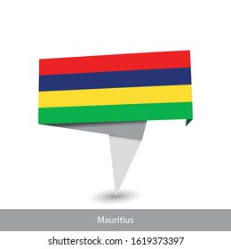 Mauritius Country flag. Folded ribbon banner flag. Flat flag vector illustration.