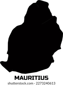  Mauritius country map in black. With the caption of the name of the country " MAURITIUS".