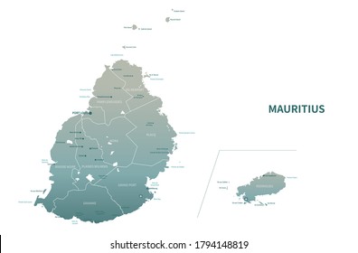 mapa del país de mauricio. mapa vectorial de mauricio en áfrica oriental, país oceánico indio.