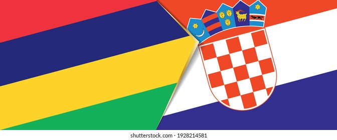 Mauritius and Croatia flags, two vector flags symbol of relationship or confrontation.