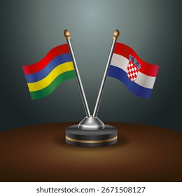 Banderas de tabla de Mauricio y Croacia en relación con el fondo de gradiente. Ilustración vectorial