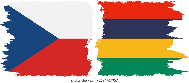 Conexión de banderas de grifo de Mauricio y la República Checa, vector