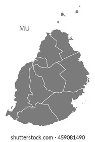 Mauritius districts  Map grey