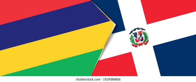 Mauritius and Dominican Republic flags, two vector flags symbol of relationship or confrontation.