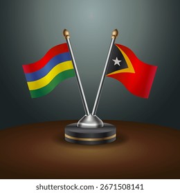 A tabela Maurício e Timor Leste sinaliza a relação com o plano de fundo gradiente. Ilustração de vetor