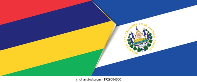 Mauritius and El Salvador flags, two vector flags symbol of relationship or confrontation.