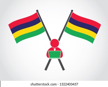 Mauritius Emblem Office Worker