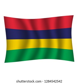 Mauritius flag background with cloth texture. Mauritius Flag vector illustration eps10. - Vector