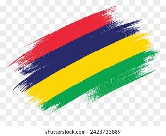 Mauritius flag with brush paint textured isolated  on png or transparent background. vector illustration