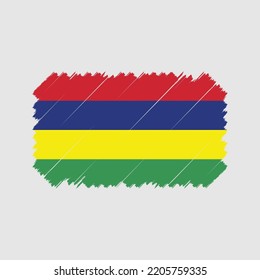 Mauritius flag brush strokes painted