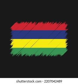 Mauritius Flag Brush Strokes Painted