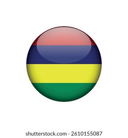 Mauritius Flag Circle Button Vector Template