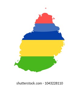 Mauritius Flag Country Contour Vector Icon - Illustration