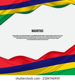 Mauritius flag design. Waving Mauritius flag made of satin or silk fabric. Vector Illustration.