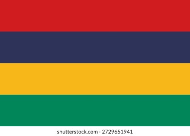 Bandeira Maurício exibida orgulhosamente no dia nacional com cores brilhantes e design claro