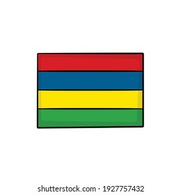 Mauritius flag in drawing style isolated vector. Hand drawn object illustration for your presentation, teaching materials or others.